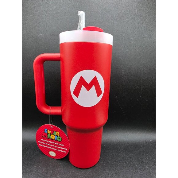 Super Mario 40oz Metal Tumbler With Straw Red - Picture 1 of 8